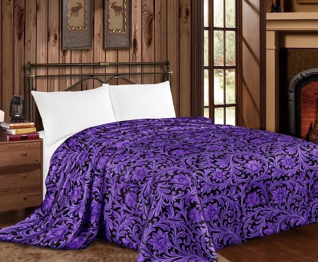 Purple Tooled Leather Super Plush King Blanket