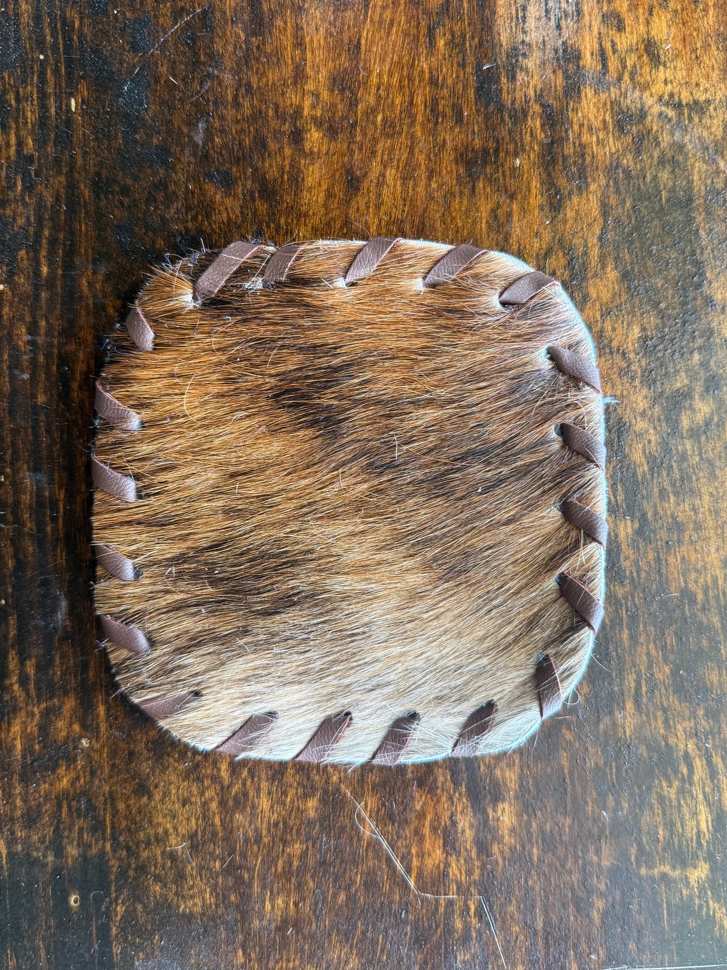 Genuine Cowhide Rounded Square Coaster