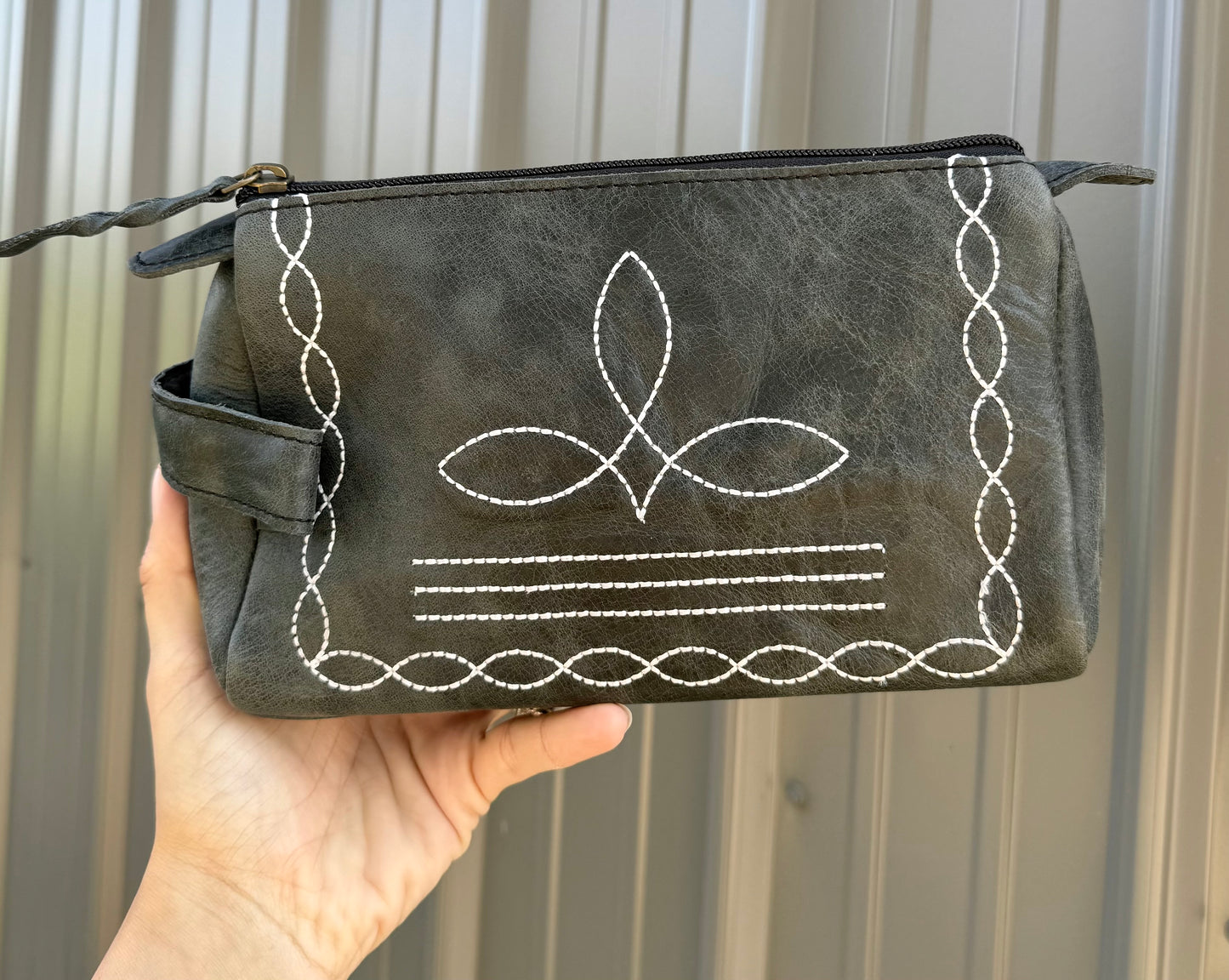 Black Bootstitch Makeup Cosmetic Bag