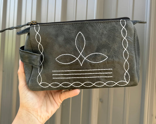 Black Bootstitch Makeup Cosmetic Bag