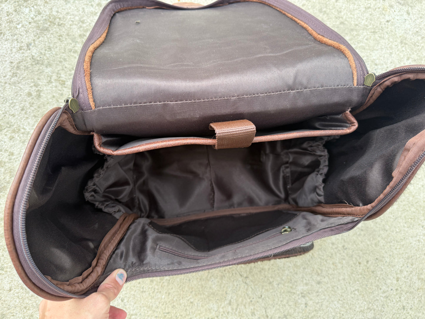Tooled Leather Brown Cowhide Backpack / Diaper Bag