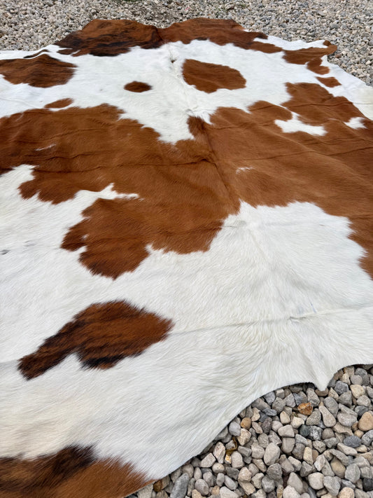 Jumbo Genuine Brown And White Cowhide Rug #1