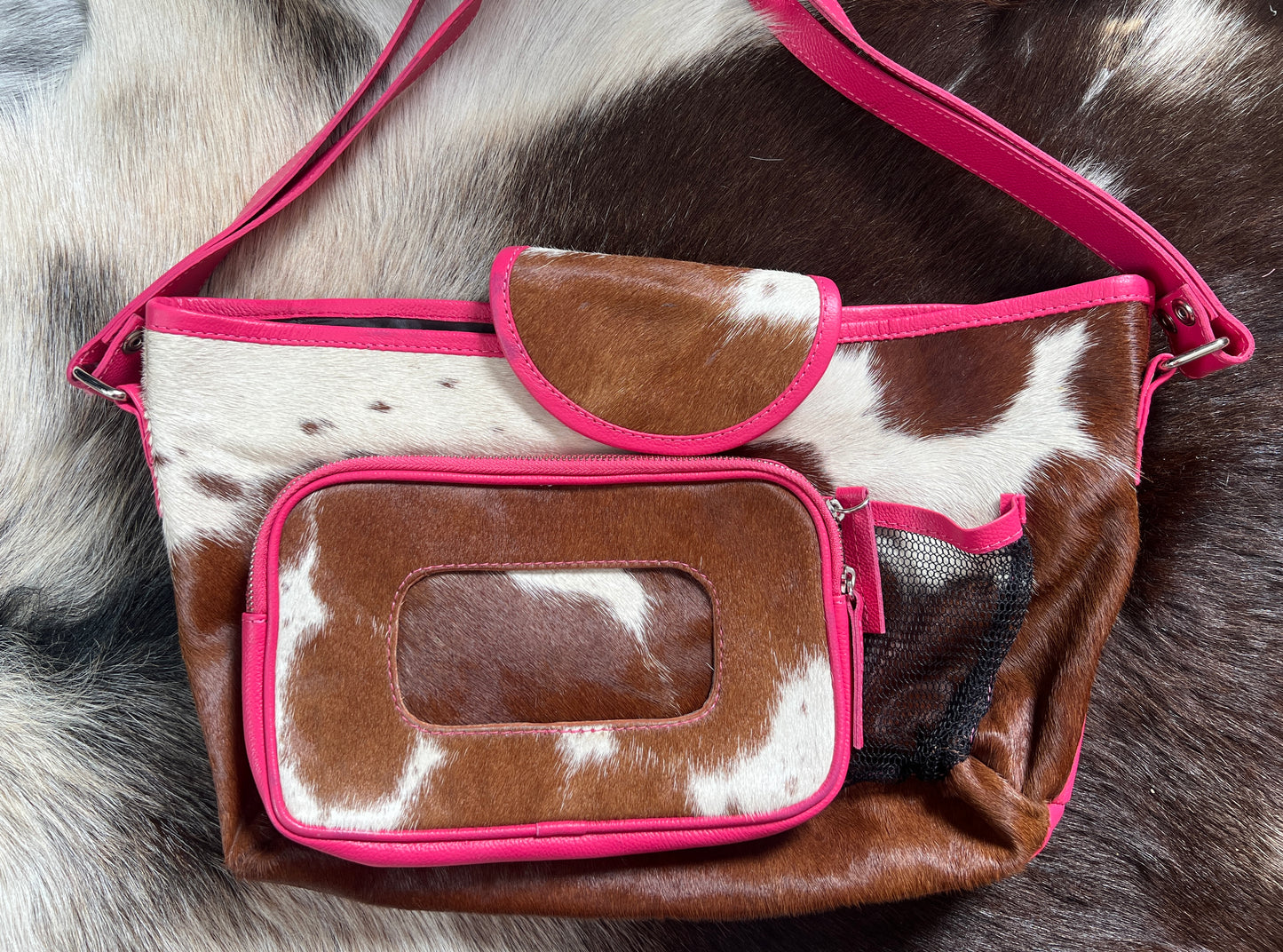 Pink Genuine Cowhide Stroller Caddy