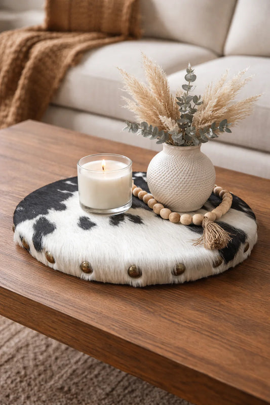 Black Cowhide Turntable Lazy Susan
