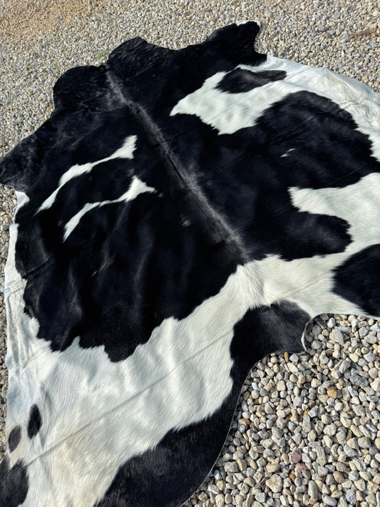 Jumbo Black & White Spotted Genuine Cowhide Rug #21