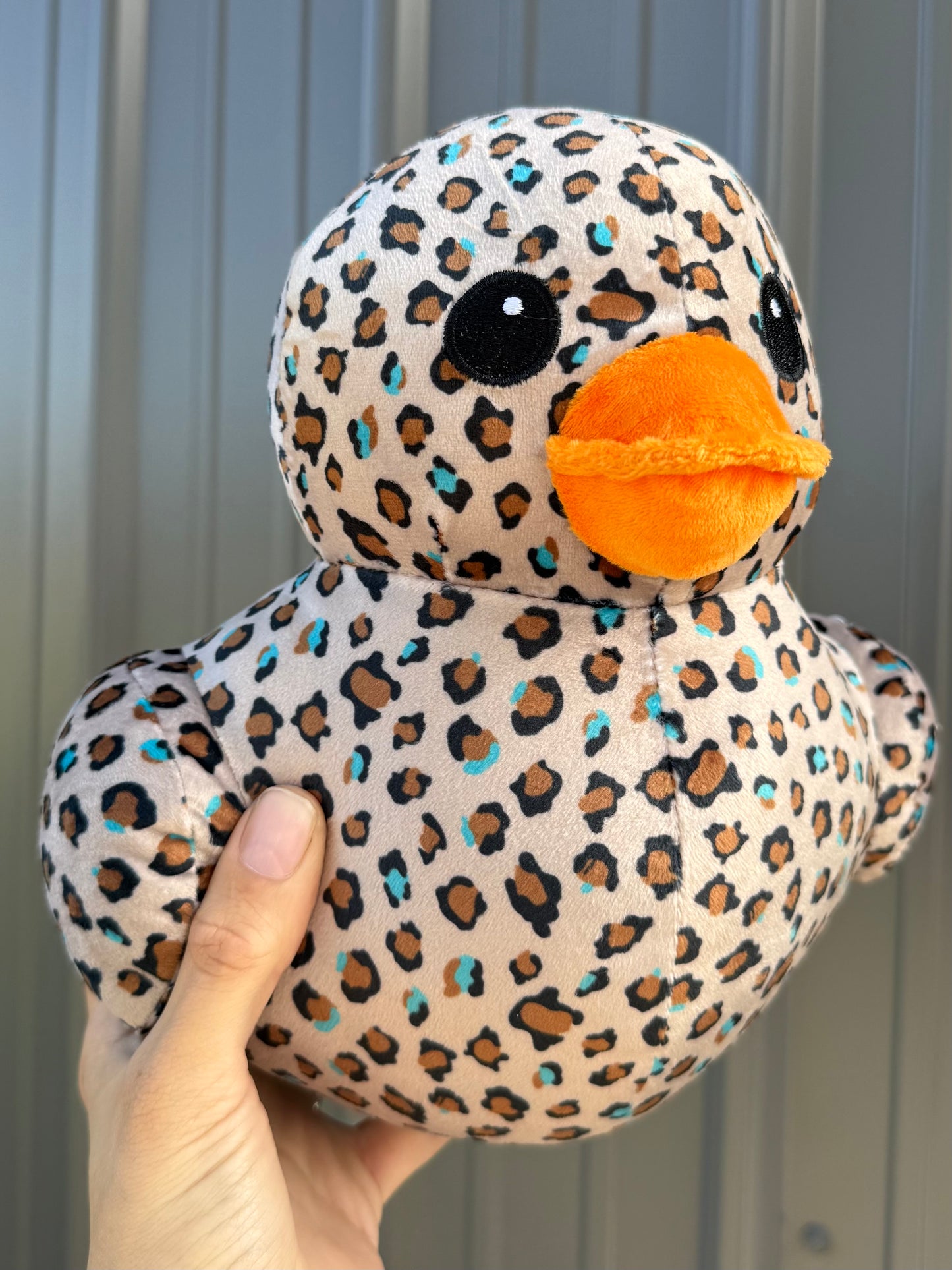 Beige Cheetah Turquoise Duck Plushie