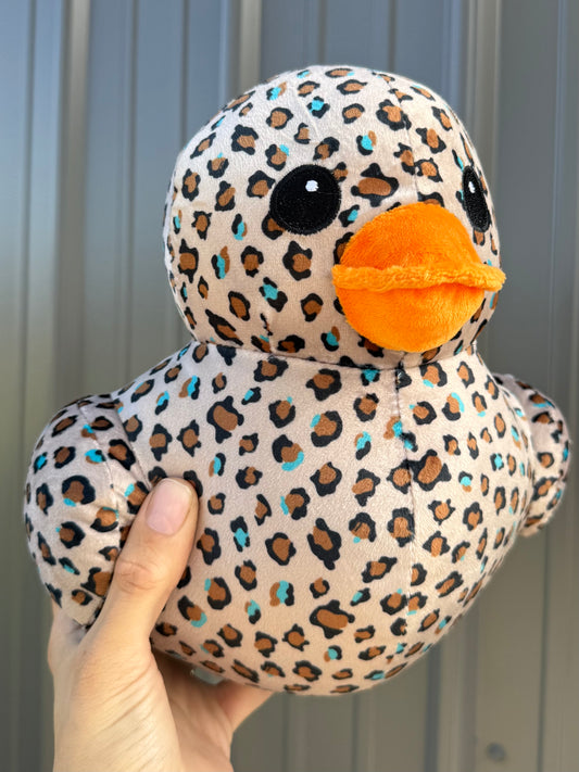 Beige Cheetah Turquoise Duck Plushie