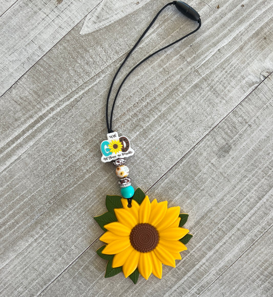 With God all things are Possible Sunflower Car Dangle