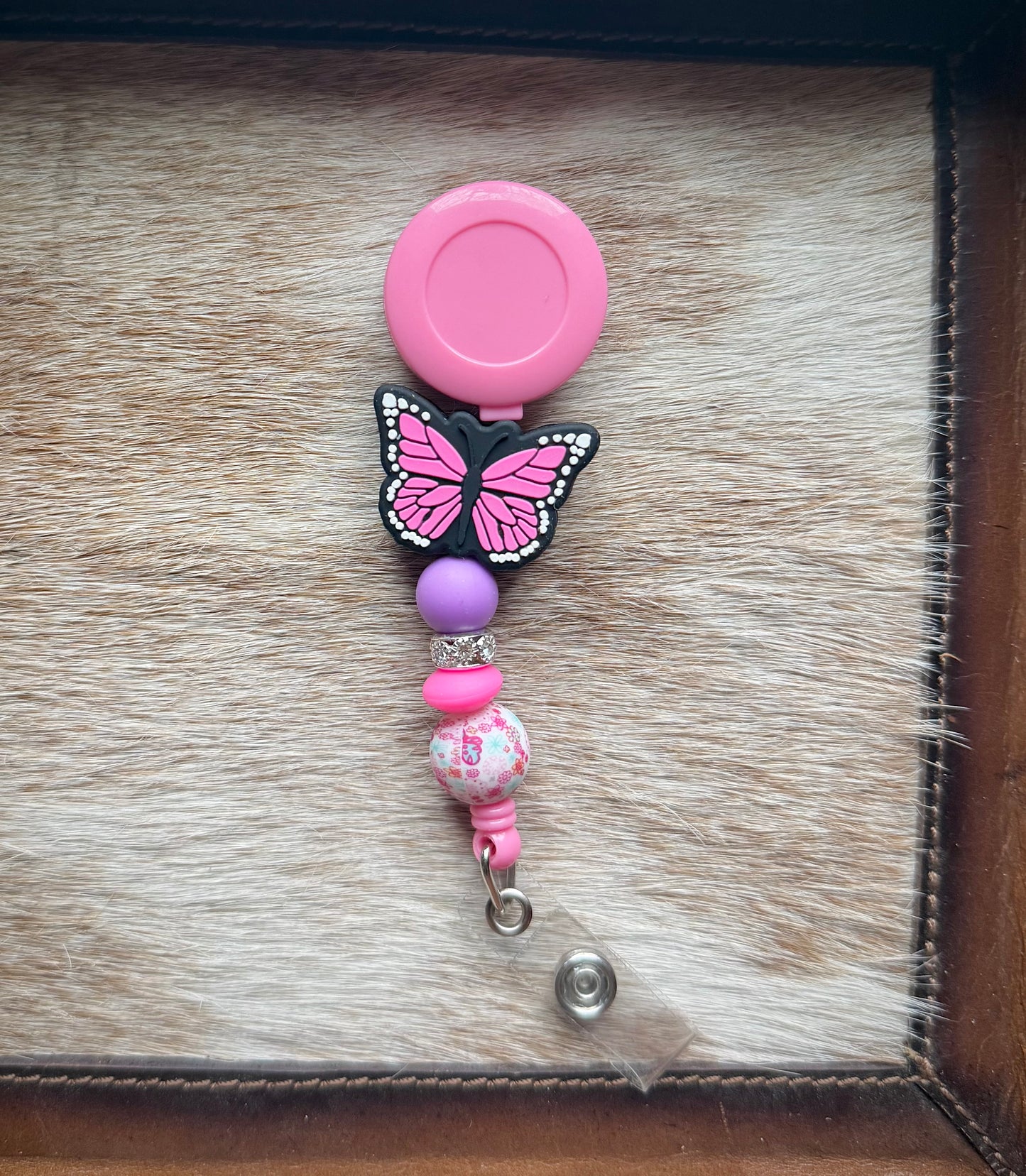 Pink Butterfly Badge Reel