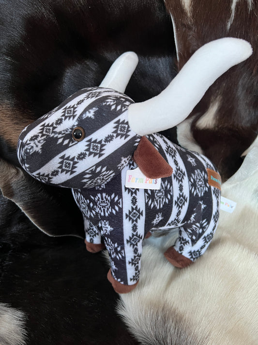 Medium Aztec Long Horn Cow Plushie
