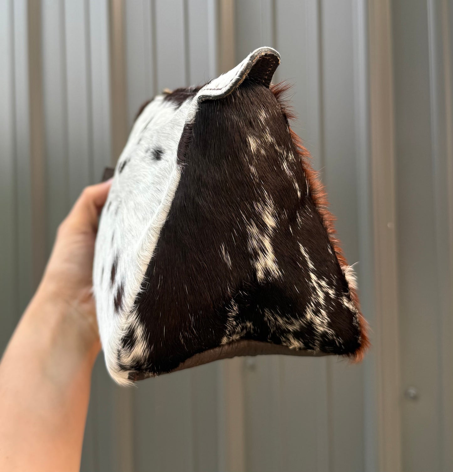 Dark Brown Cowhide Makeup Cosmetic Bag