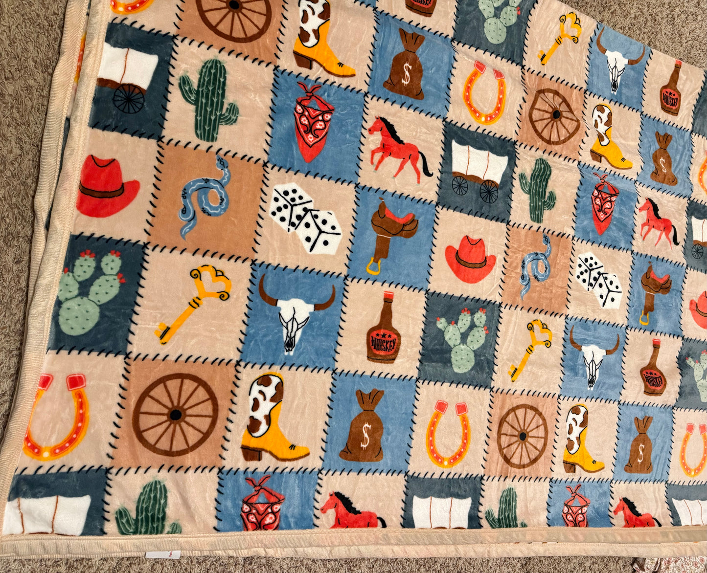 Western Vintage Patchwork Super Plush King Blanket