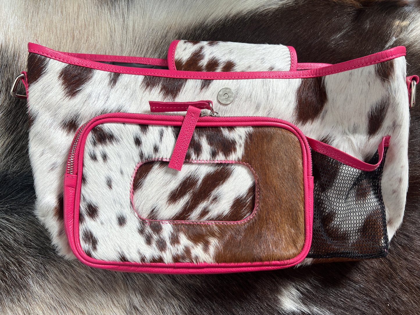Pink Genuine Cowhide Stroller Caddy