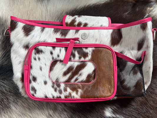 Pink Genuine Cowhide Stroller Caddy