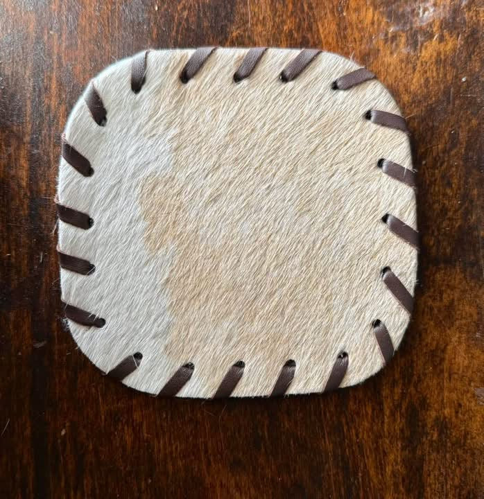 Genuine Cowhide Rounded Square Coaster