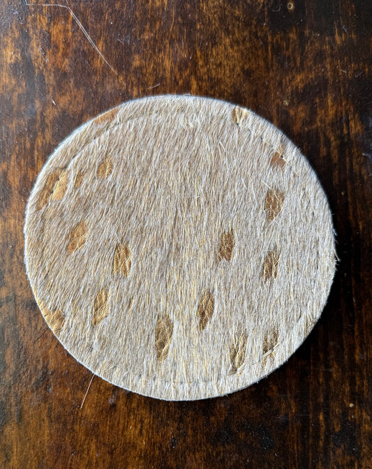 Genuine Cowhide Acid Wash Gold Coaster