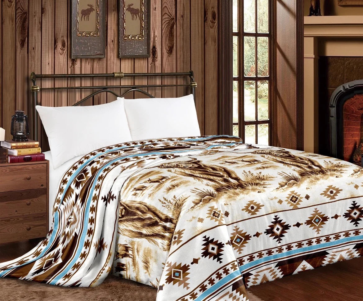 Highland Cow Aztec Super Plush King Blanket