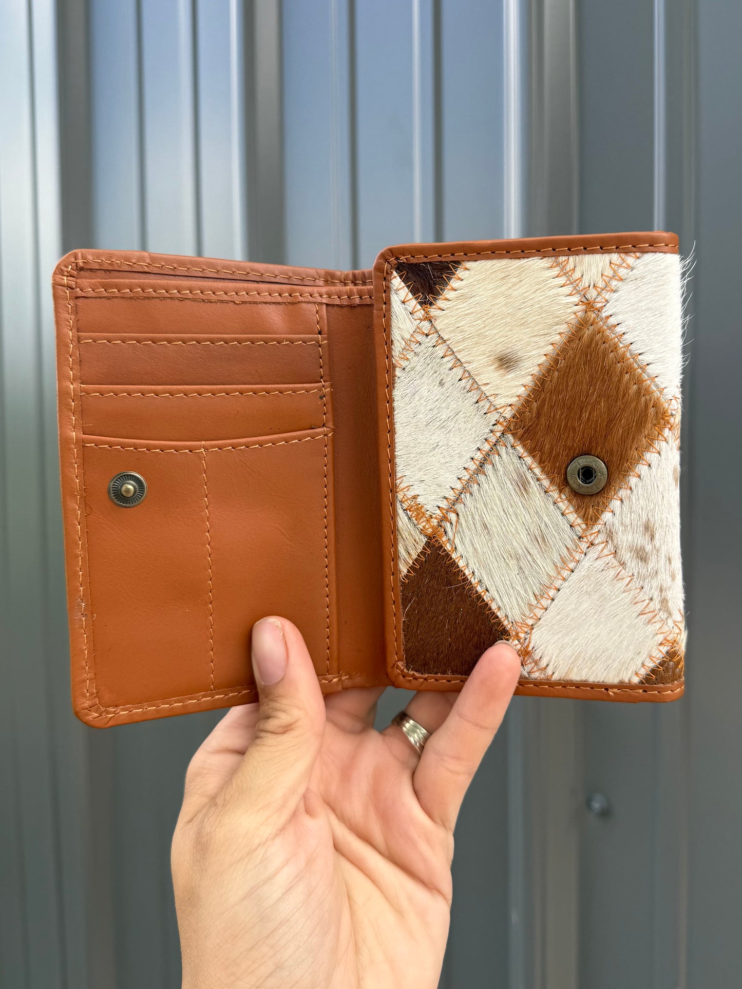 Diamond Stitch Genuine Cowhide Tri Fold Women’s or Men’s Wallet