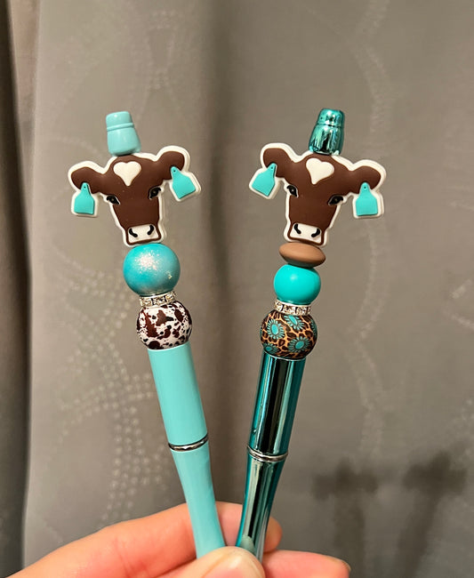 Brown Cow Turquoise Tag Pen