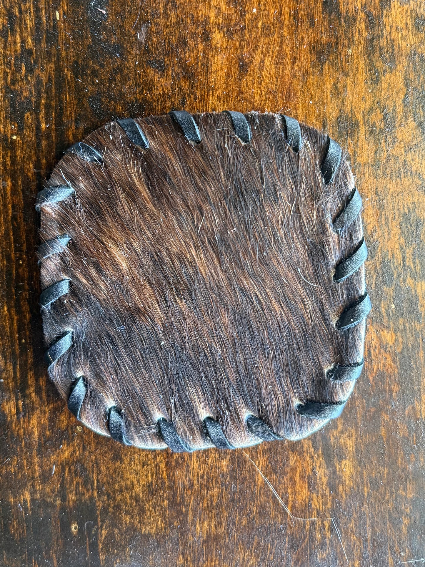 Genuine Cowhide Rounded Square Coaster