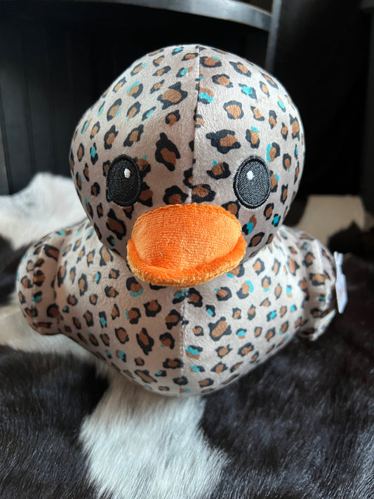 Beige Cheetah Turquoise Duck Plushie