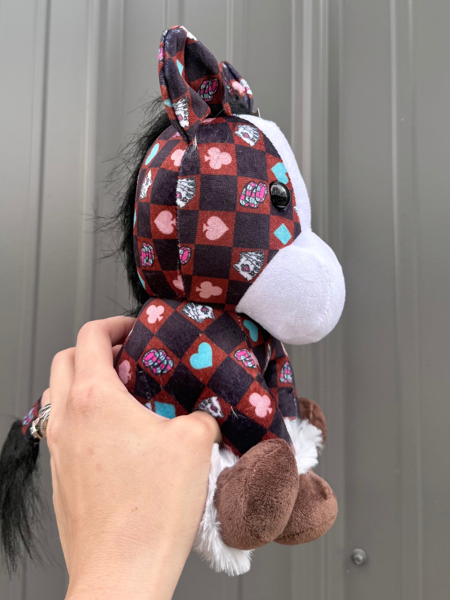 Western Aztec Cards Checkered Horse Plushie