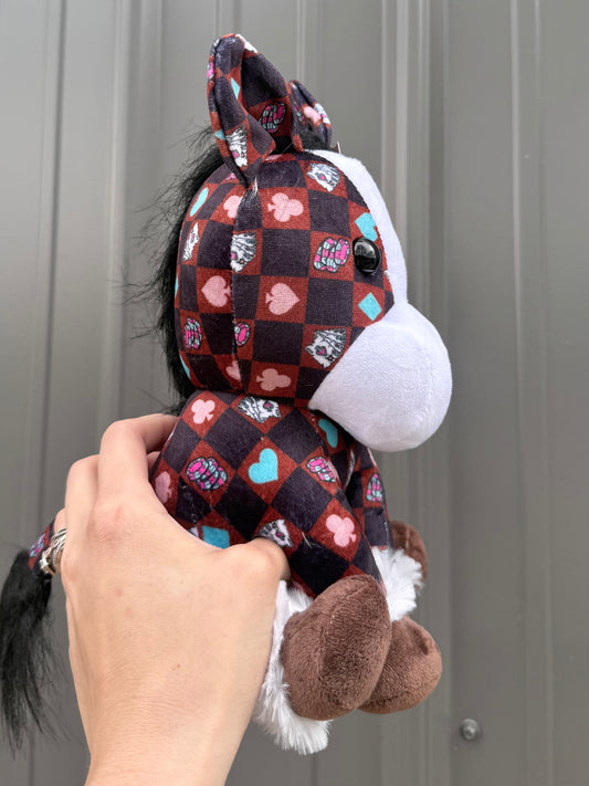 Western Aztec Cards Checkered Sitting Horse Plushie