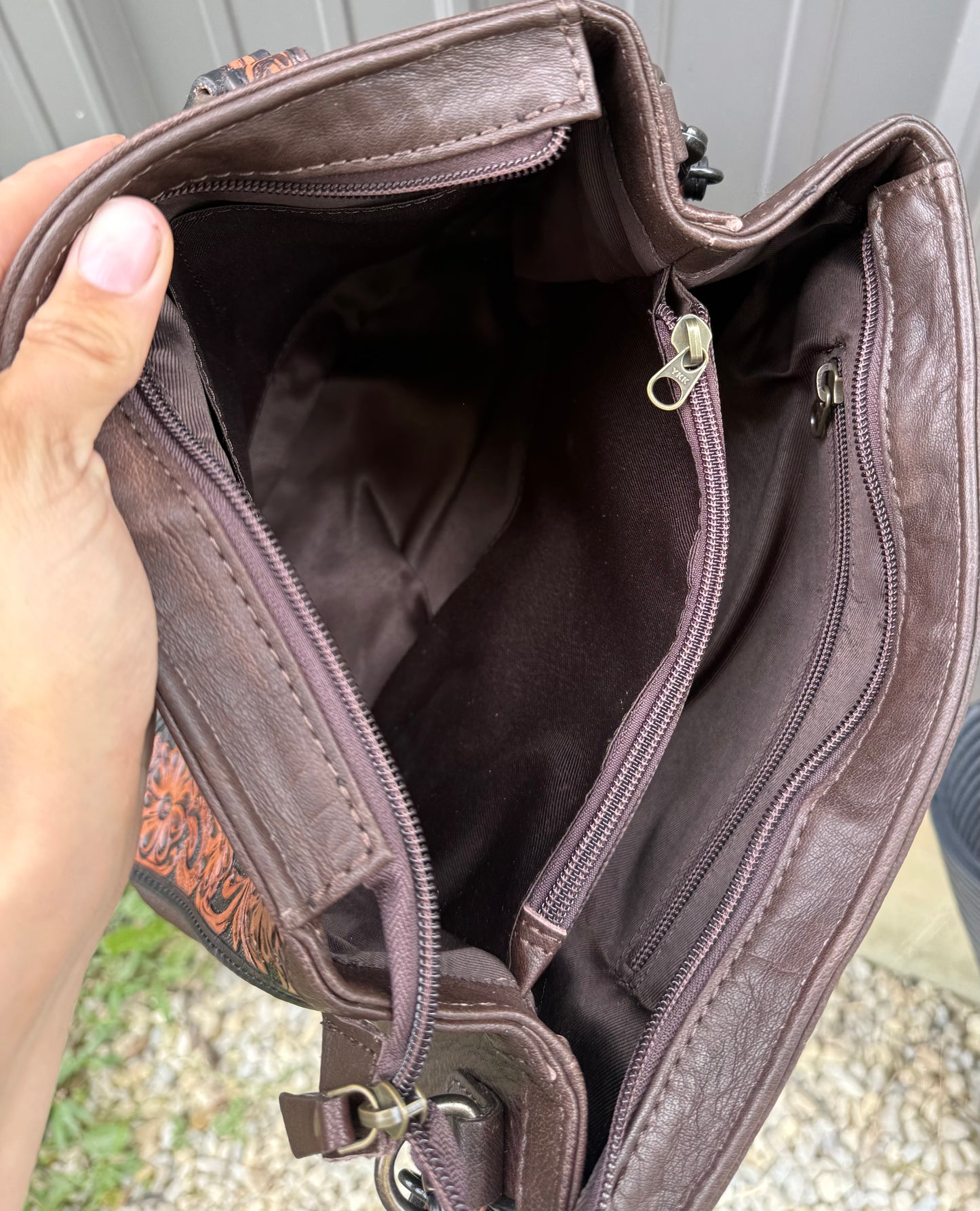 Tooled Genuine Cowhide Purse with Crossbody