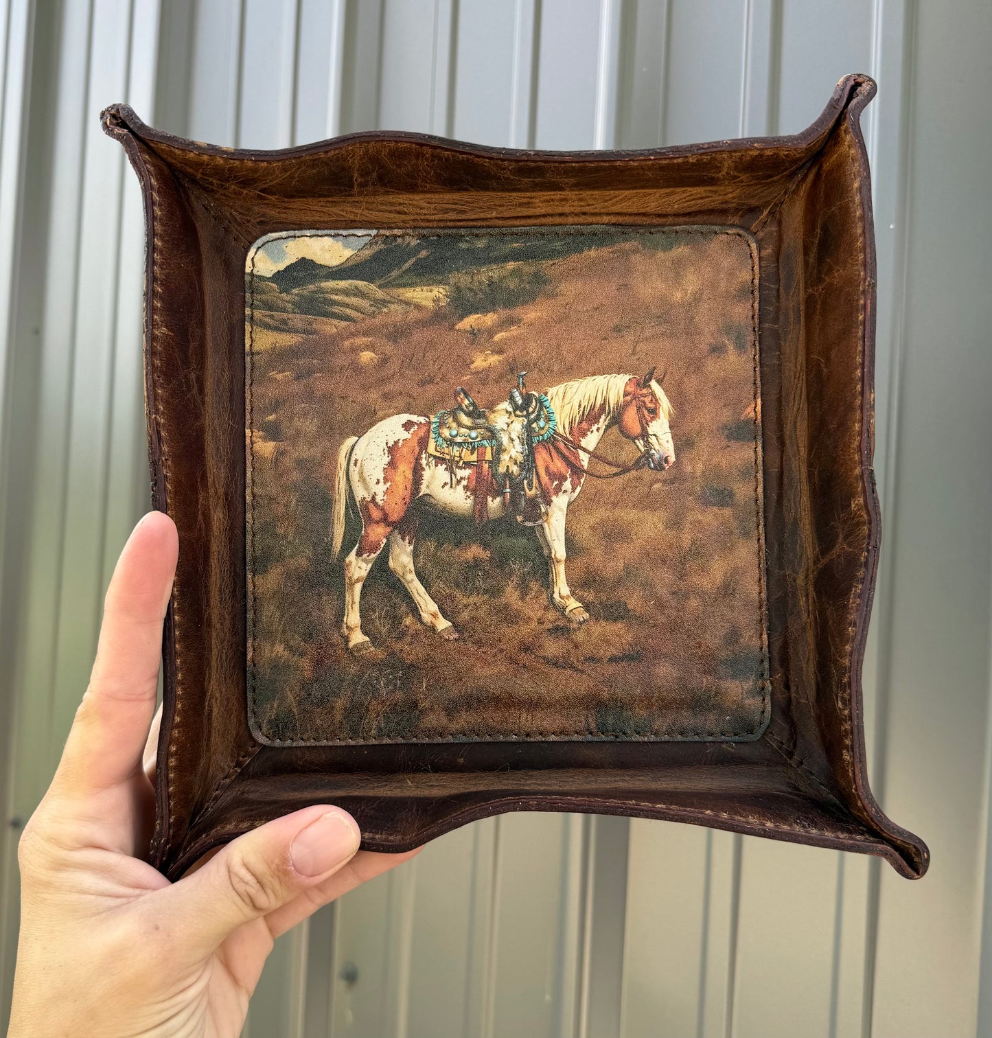 Horse Turquoise Genuine Leather Tray