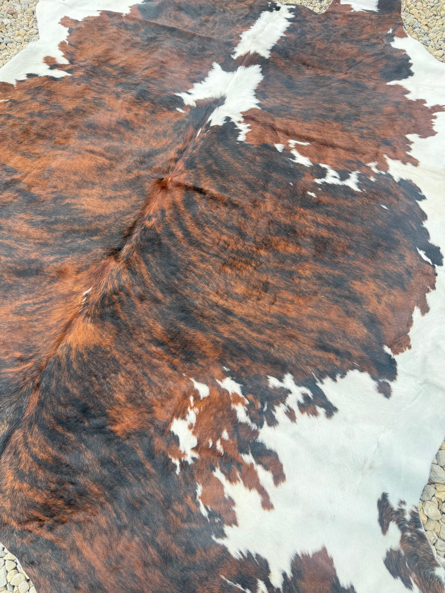 Tri Color Brindle Genuine Jumbo Cowhide Rug #28