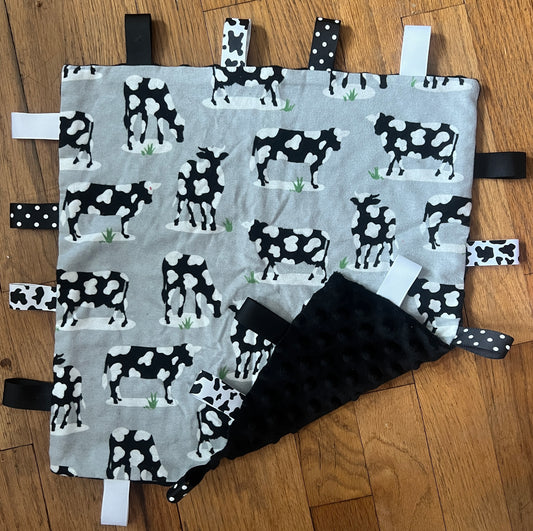 Black and White Spotted Cow Taggie Blanket