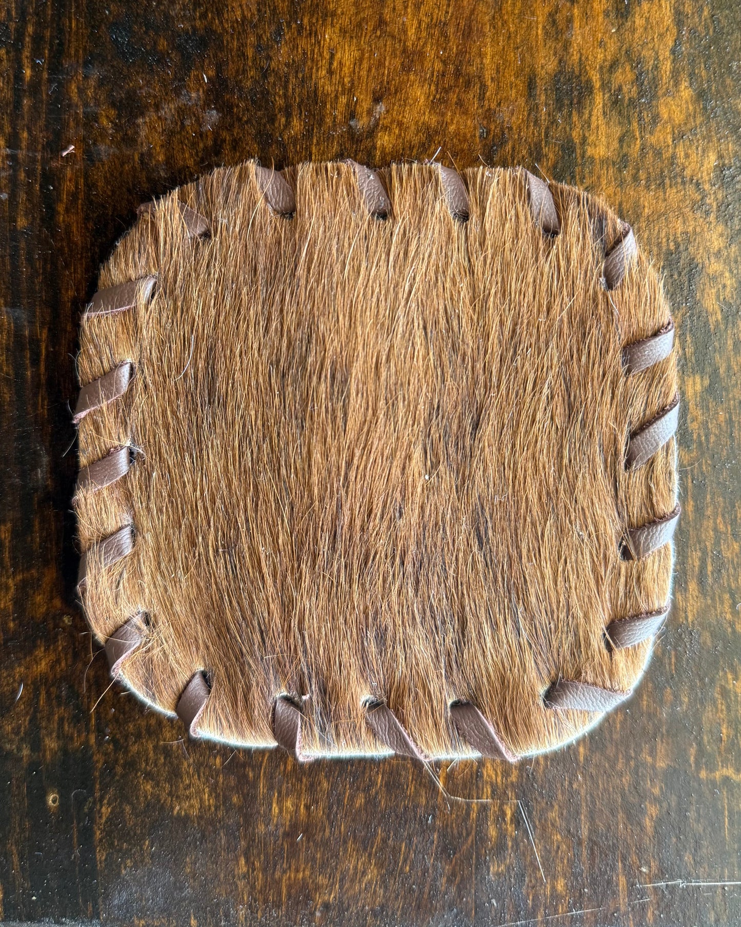 Genuine Cowhide Rounded Square Coaster