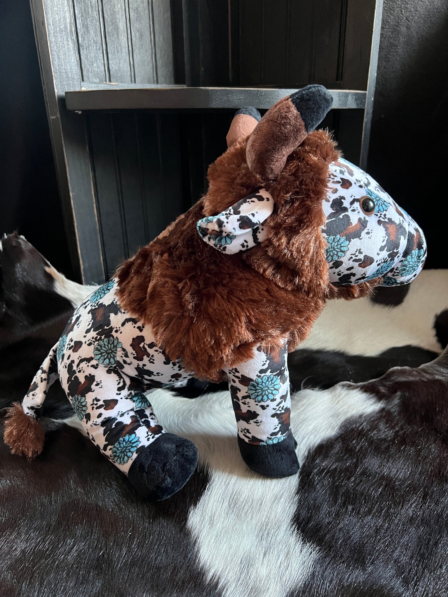 Turquoise Cowhide Concho Buffalo Plushie