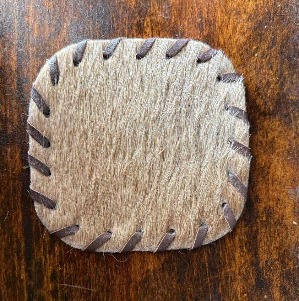 Genuine Cowhide Rounded Square Coaster