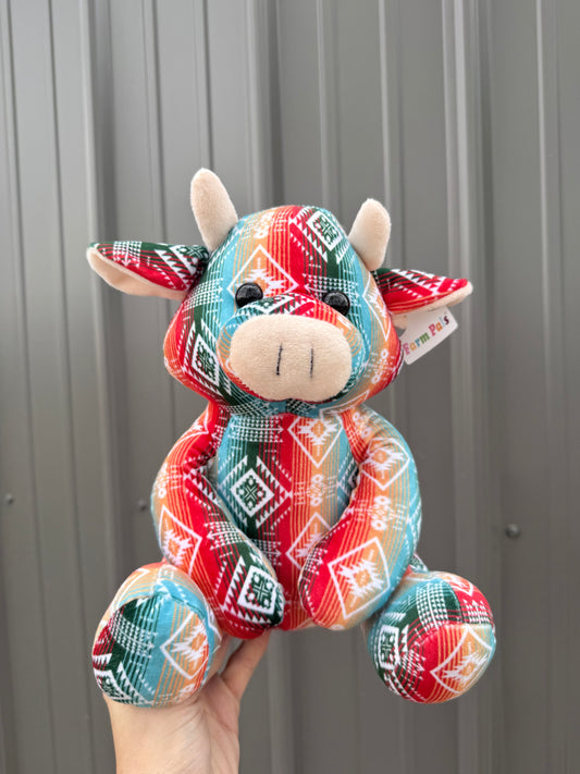 Serape Aztec Sitting Cow Plushie