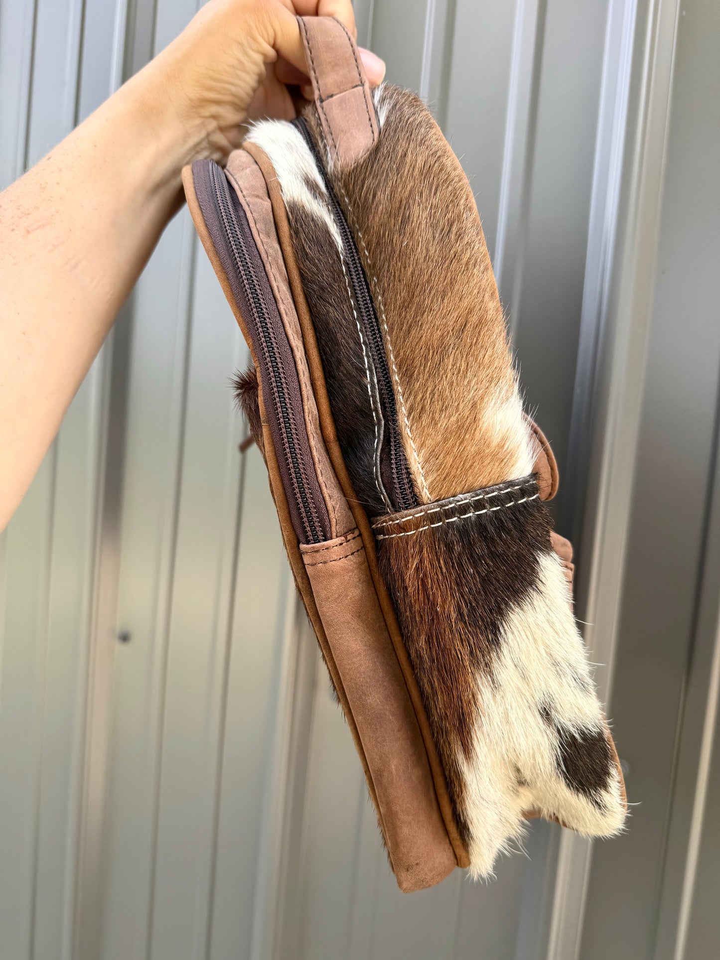 Genuine Tooled Leather Cowhide Mini Backpack