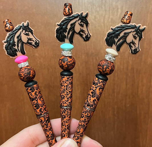 Tooled Leather Horse Pen