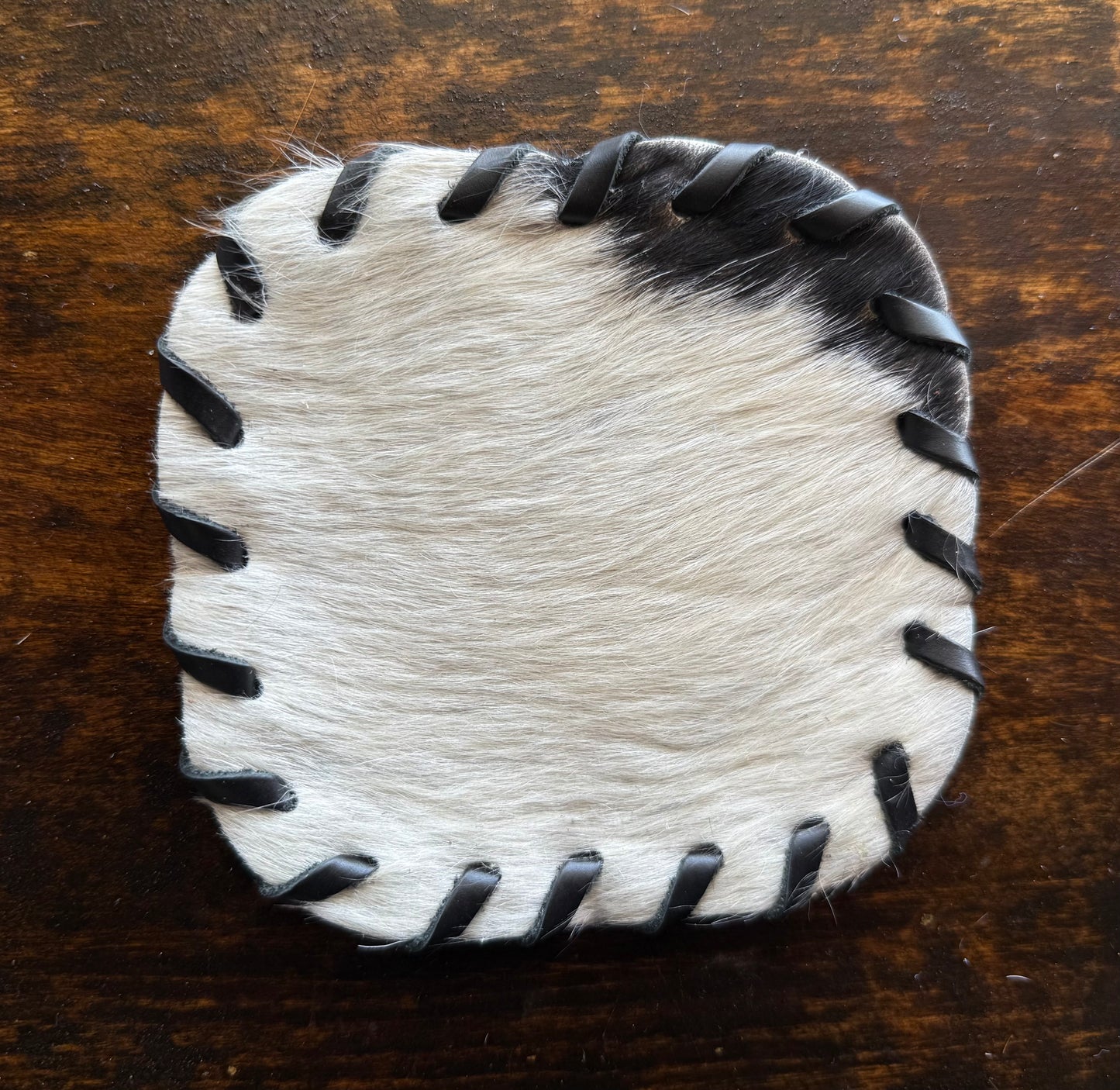 Genuine Cowhide Rounded Square Coaster