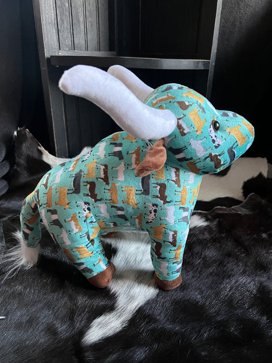 Cows Print Long Horn Plushie