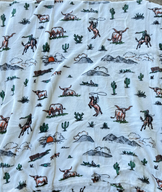 White Long Out West Thinner Style Blanket
