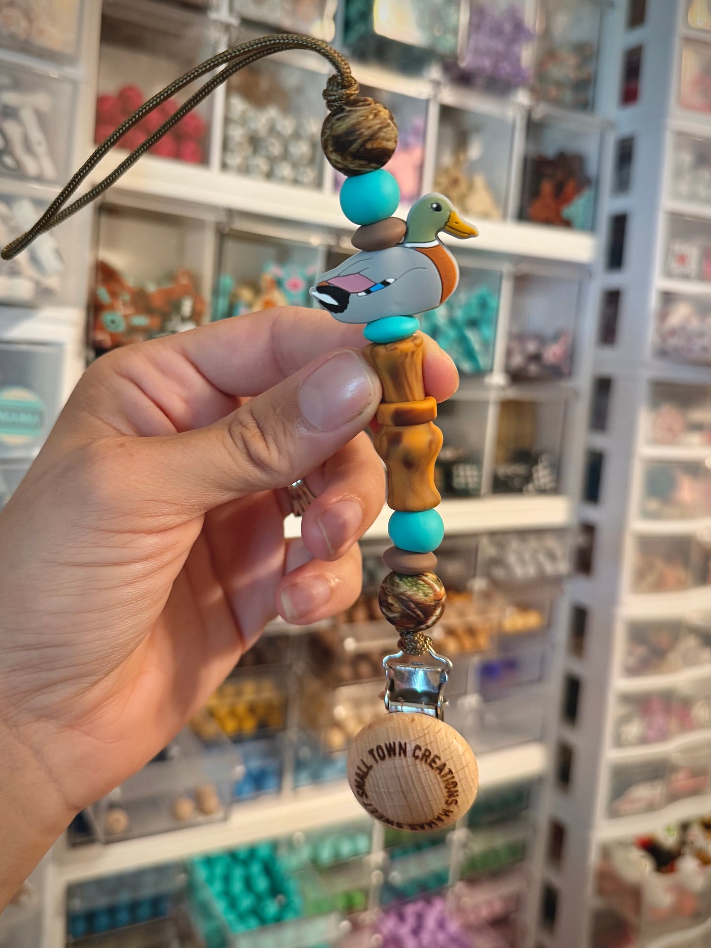 Turquoise Duck Call & Mallard Duck Pacifier Holder