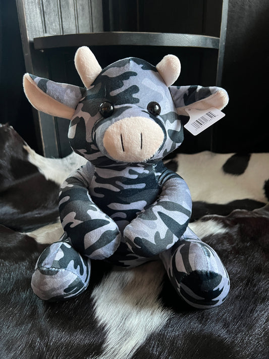 Gray Camo Sitting Cow Plushie