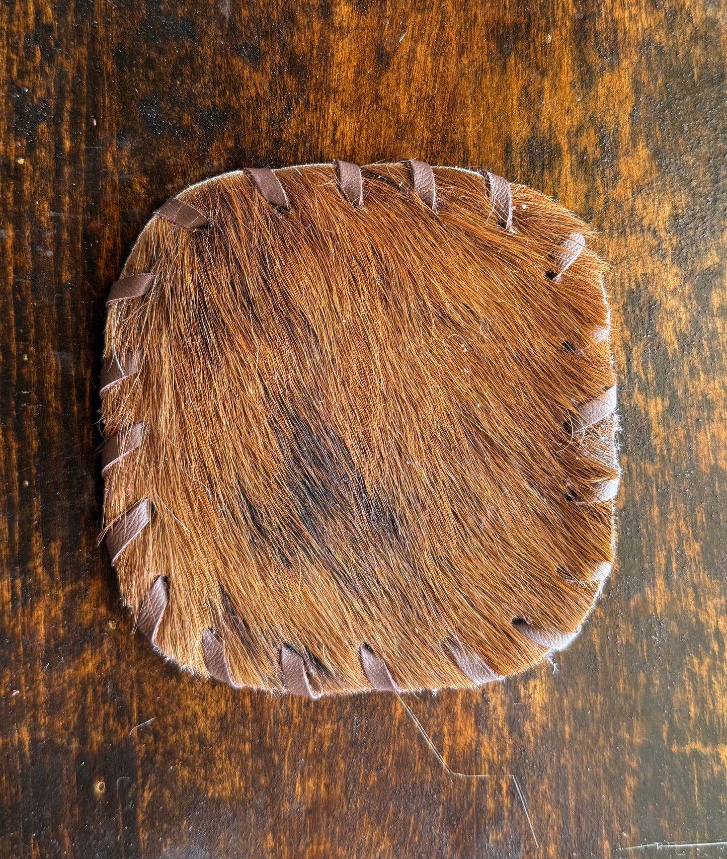 Genuine Cowhide Rounded Square Coaster