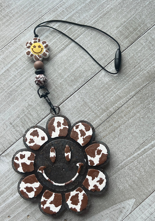 Brown Cow Print Smile Flower