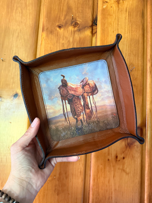 Horse Saddle Leather Tray