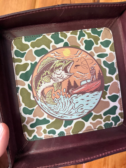 Fish and Camo Genuine Leather Tray