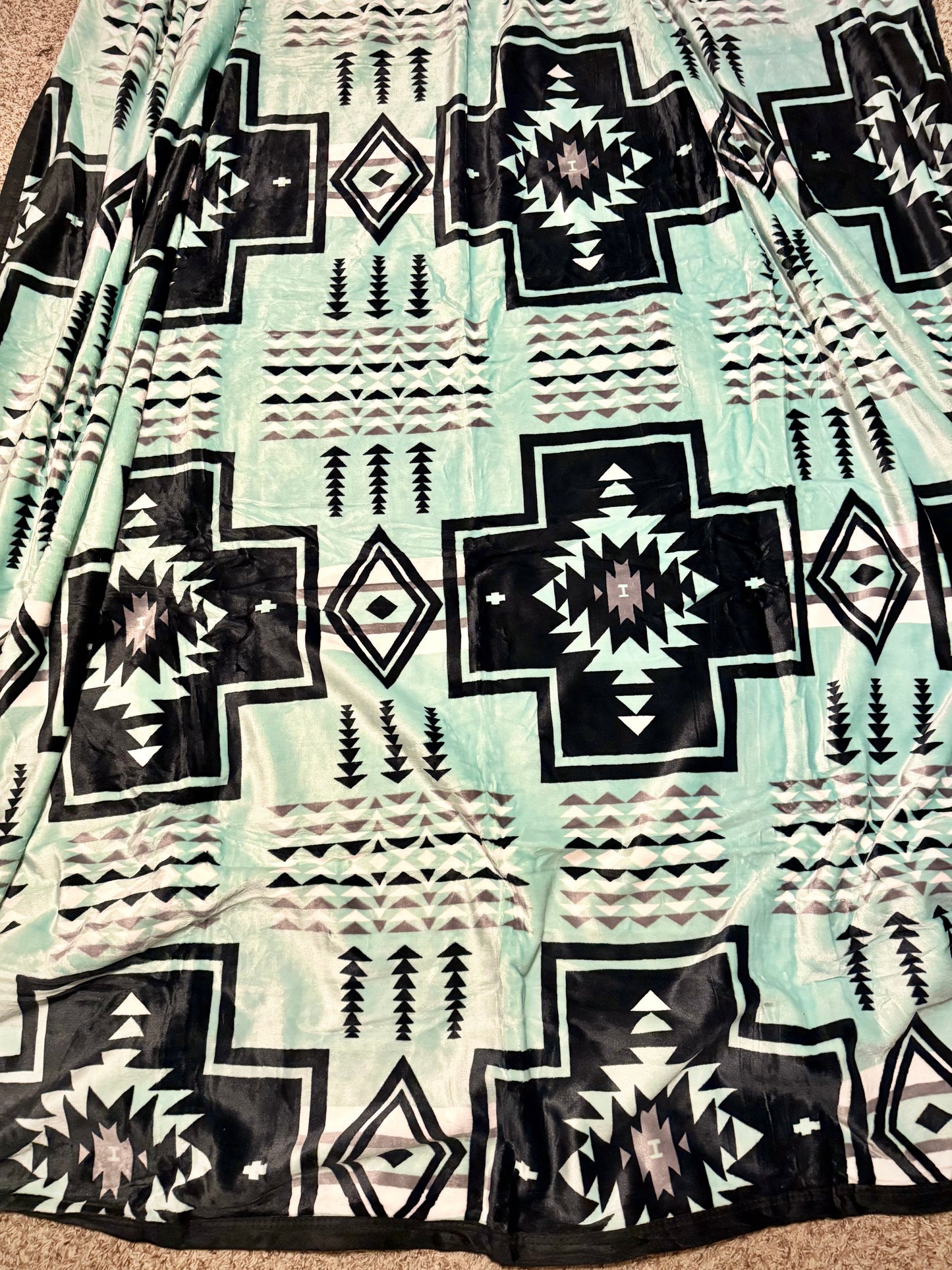 Mint Aztec Super Plush Blanket