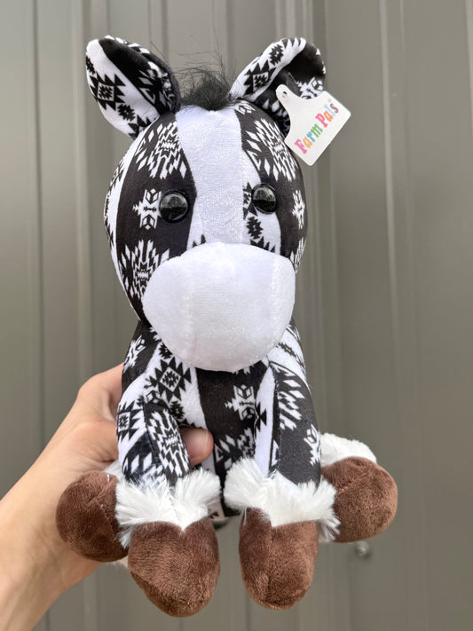 Black / White Aztec Sitting Horse Plushie