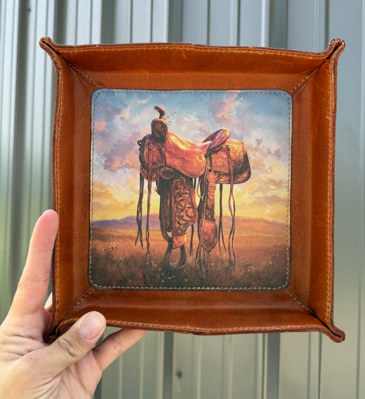 Horse Saddle Genuine Leather Tray
