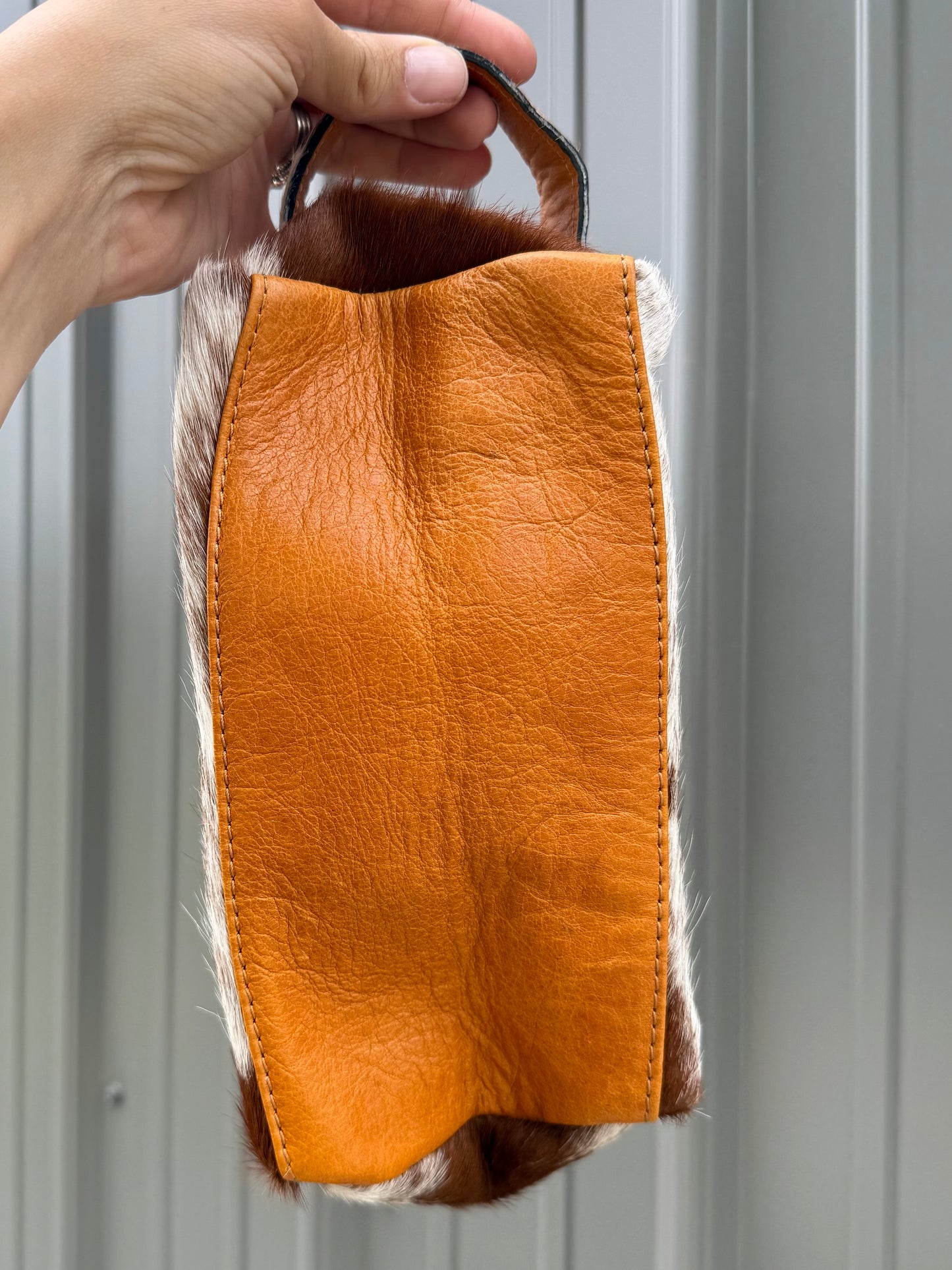 Brown Cowhide Makeup Cosmetic Bag